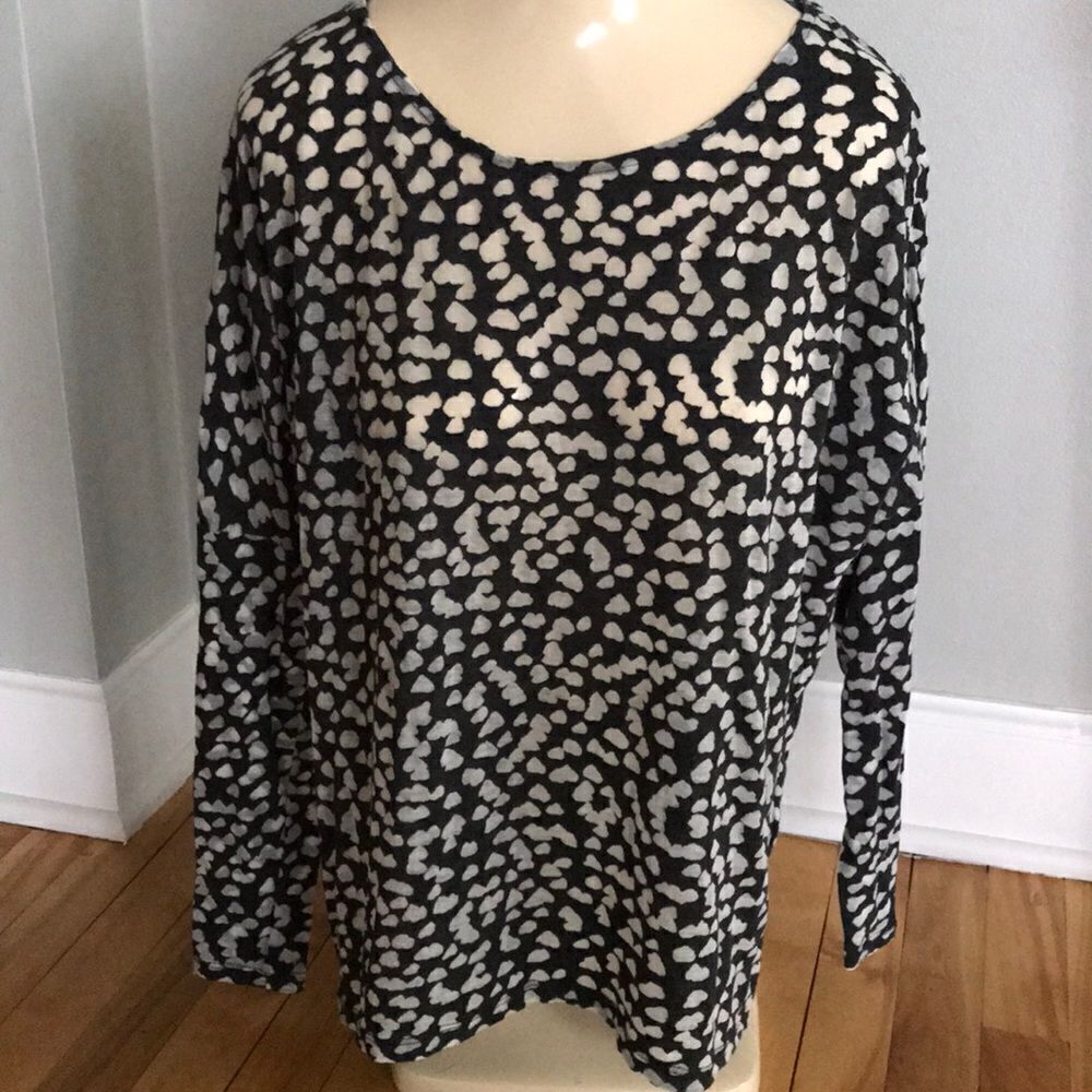Zara Basic Evening black/gray semi-sheer top, S